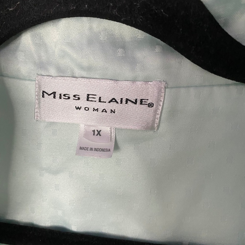 Miss Elaine Pajama Set Women 1X Mint Green Satin Jacquard Dot - Picture 4 of 10